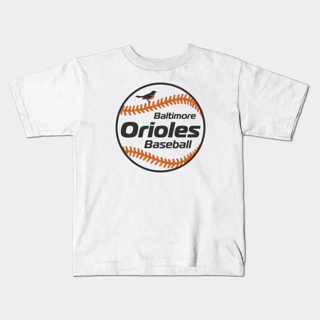Orioles 80s Retro Ball Kids T-Shirt by Throwzack